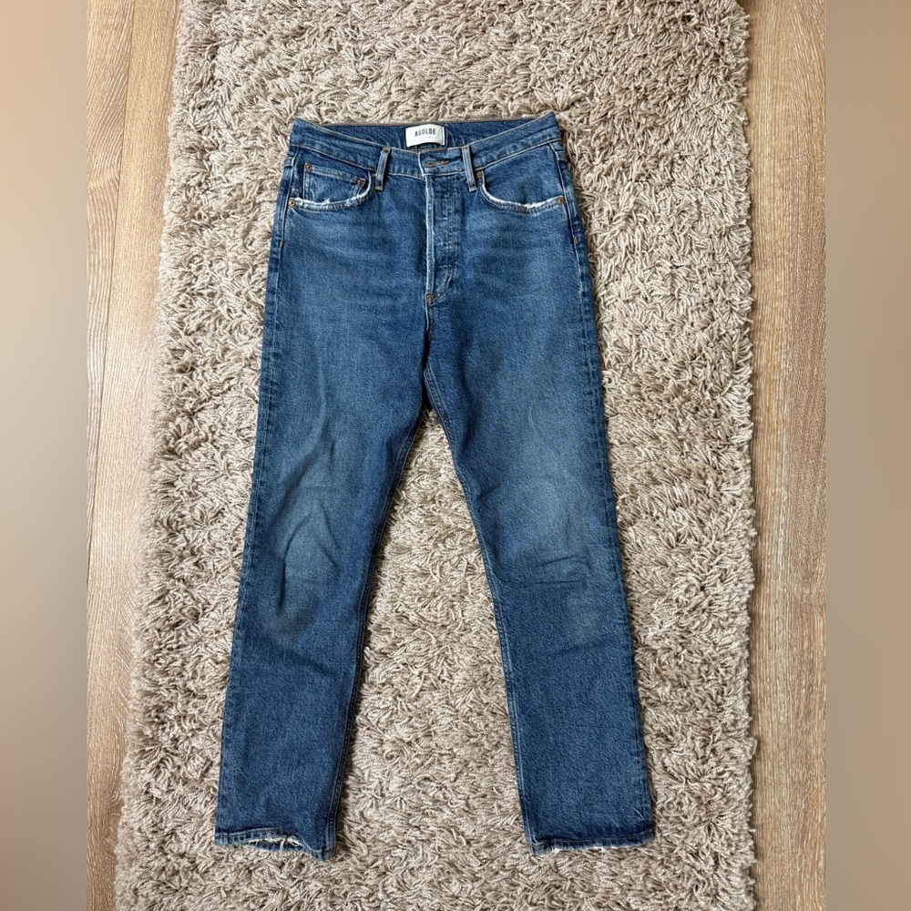AGOLDE Riley Crop- Medium Wash Denim Jeans • Size 25 • Premium Designer Denim